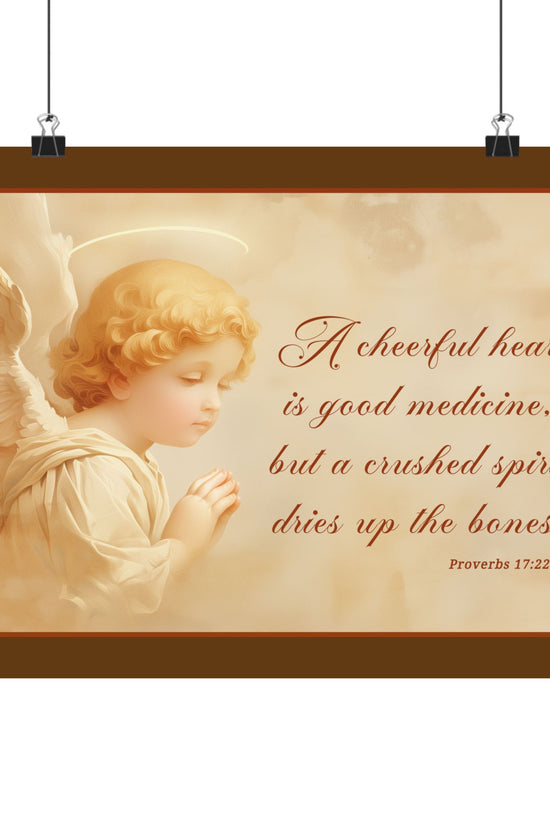 Inspirational Angel Poster - A Cheerful Heart Matte Horizontal Print by Grace Canvas Shop