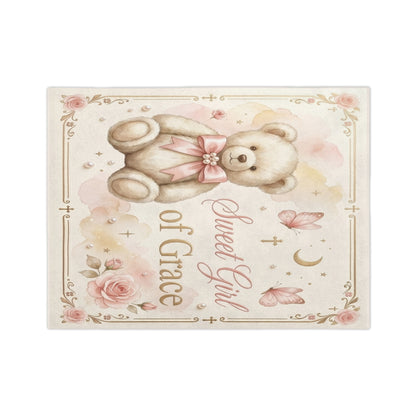 Baby Blanket — 'Sweet Girl of Grace' Velveteen Microfiber Teddy Blanket