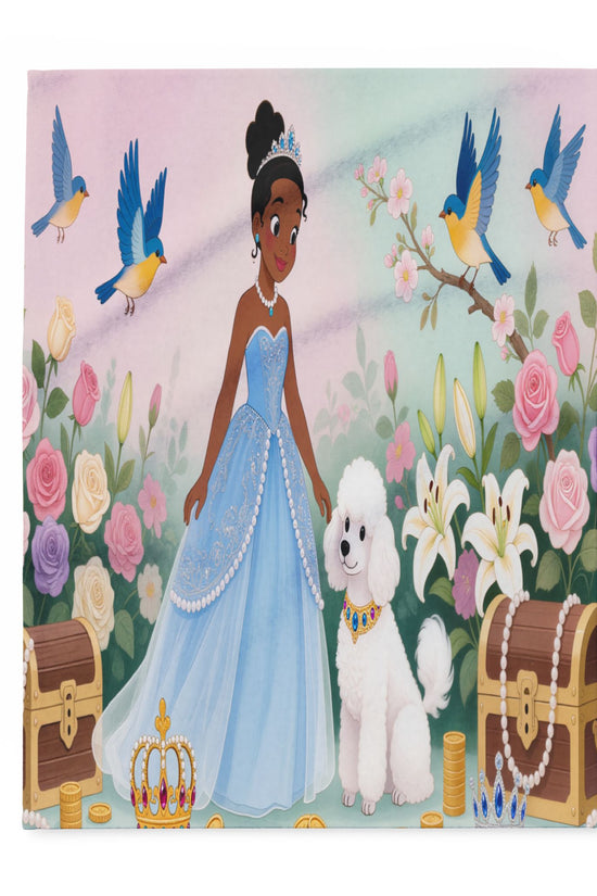 Princess & Poodle Fleece Blanket — Fairy Tale Floral Kids Throw by Grace Canvas Shop