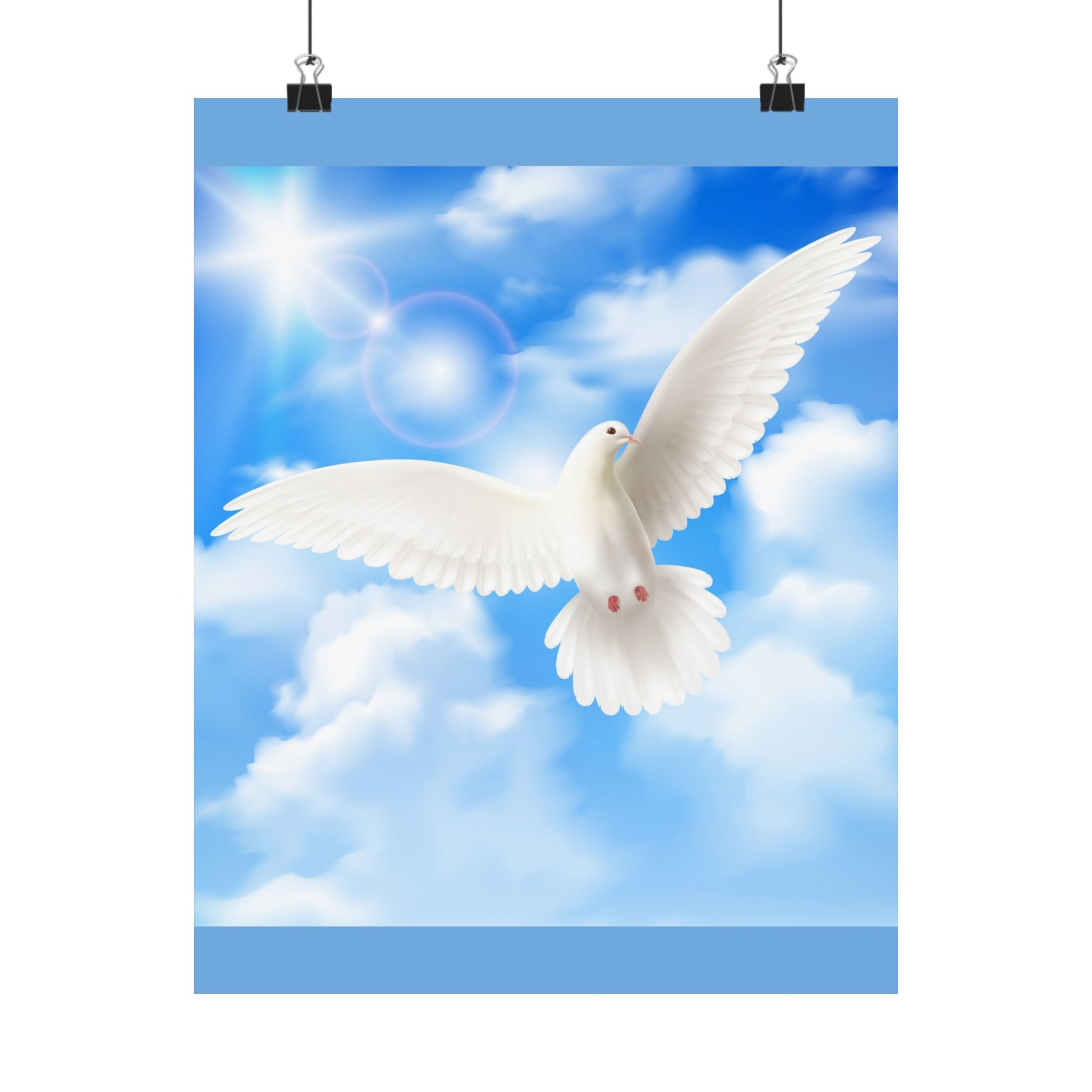 Blue Sky Satin Poster – Inspirational Peace Wall Art by Grace Canvas Shop
