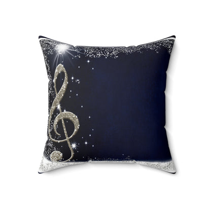 Music Note Sparkle Square Pillow by Grace Canvas Shop