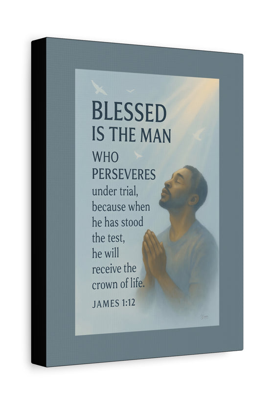 Canvas Wall Art James 1:12 Inspirational Prayer Print by Grace Canvas Shop