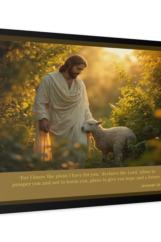 Jesus and the Lamb Jeremiah 29:11 Matte Canvas Print by Grace Canvas