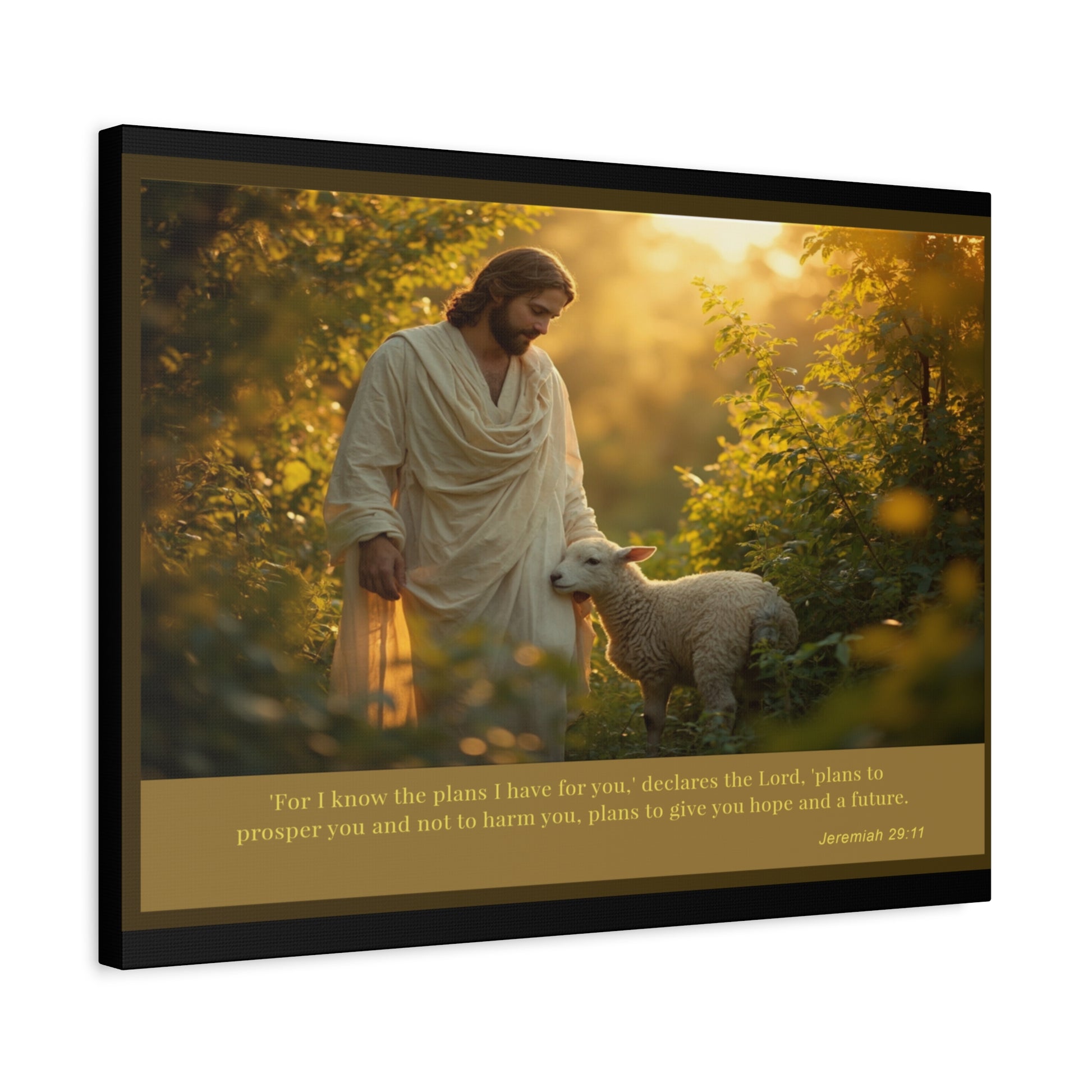 Jesus and the Lamb Jeremiah 29:11 Matte Canvas Print by Grace Canvas
