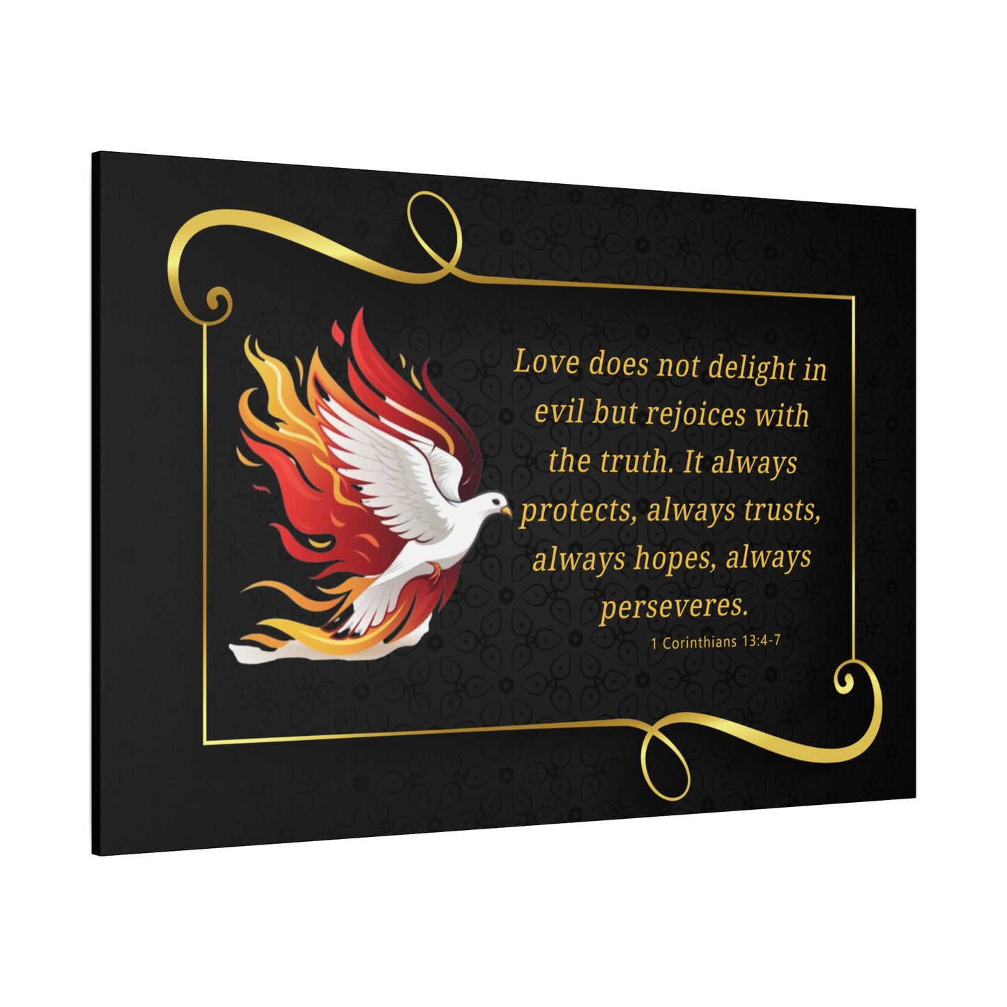 Dove Canvas Wall Art 1 Corinthians 13:7 Matte Stretched Bible Verse Print by Grace Canvas Shop