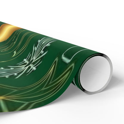 Christmas Green & Gold Wrapping Paper Roll — Elegant Holiday Gift Wrap with "Merry Christmas"