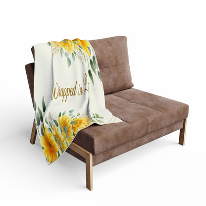 Wrapped in Love Floral Fleece Blanket — Sunflower Cozy Throw