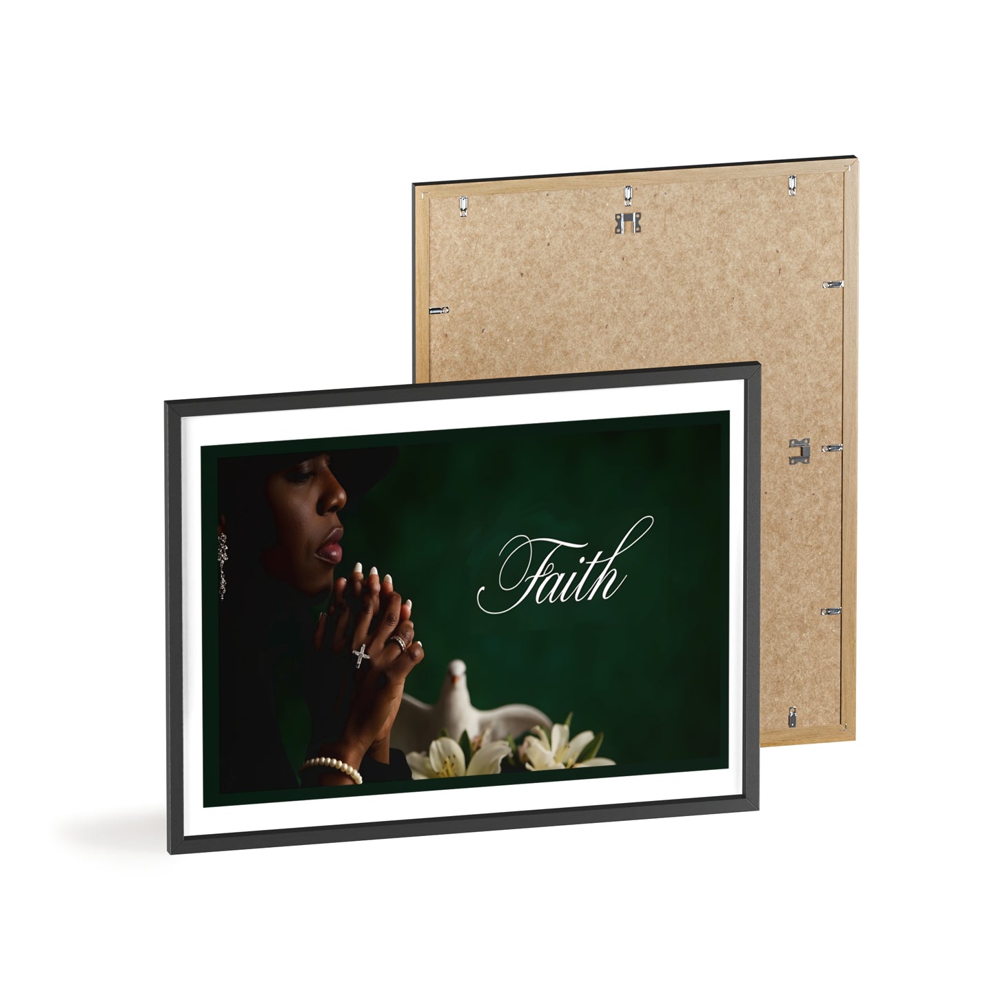 Faith Prayer Wall Poster with Wooden Frame — Inspirational Religious Home Decor