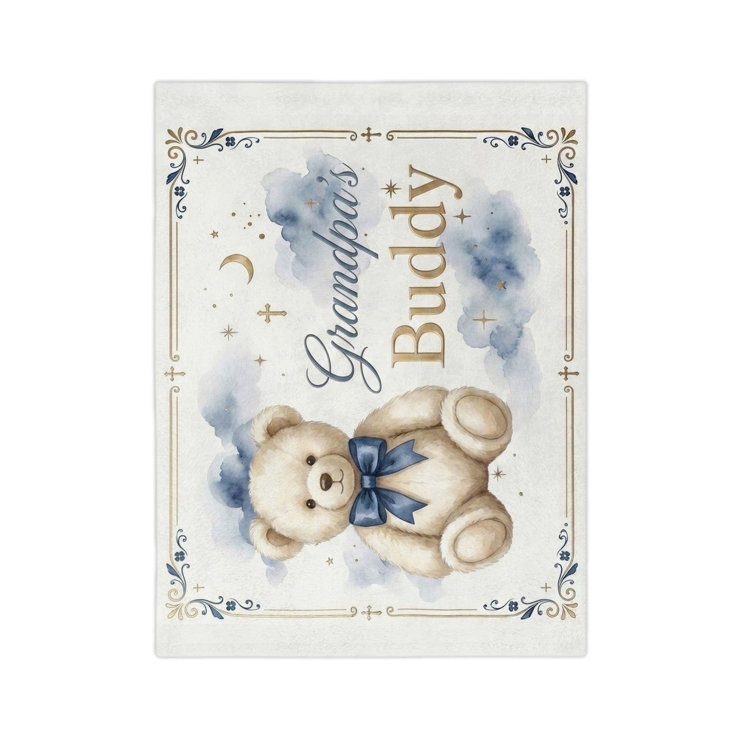 Grandpa's Buddy Plush Teddy Throw Blanket — Soft Velveteen Microfiber Baby Blanket