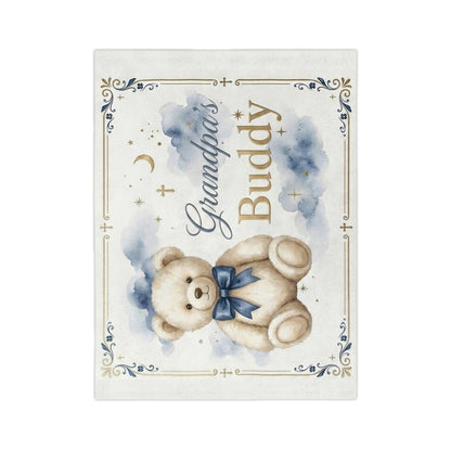 Grandpa's Buddy Plush Teddy Throw Blanket — Soft Velveteen Microfiber Baby Blanket