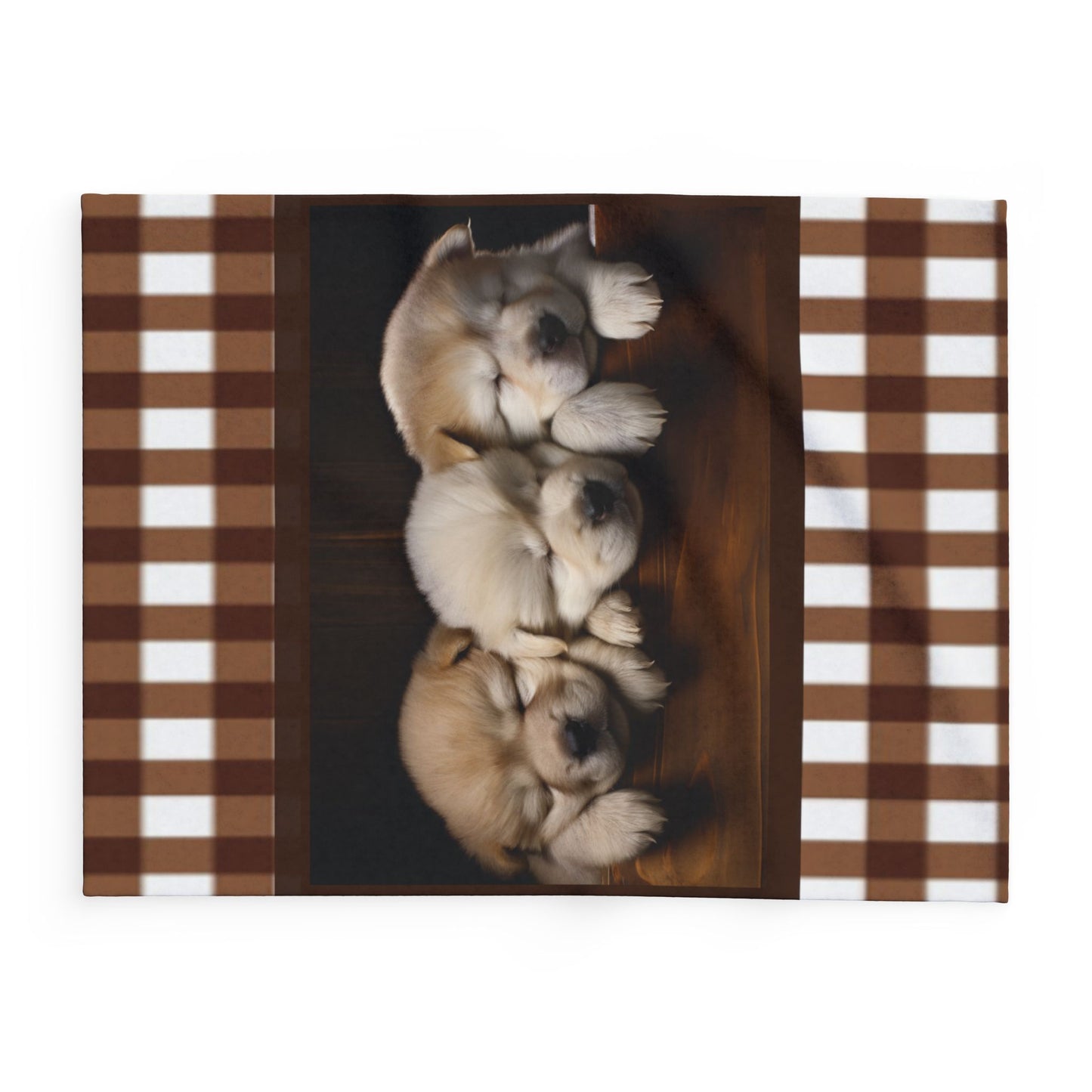 Cozy Puppy Plaid Fleece Blanket - Sleeping Husky Puppies Throw by Grace Canvas Shop
