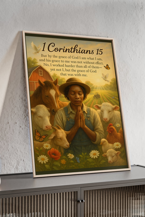 1 Corinthians 15 Prayer Farm Poster — Framed Inspirational Bible Verse Wall Art