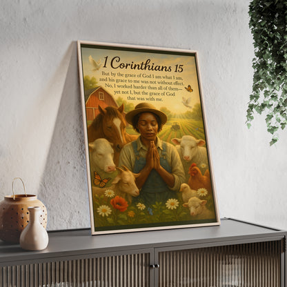 1 Corinthians 15 Prayer Farm Poster — Framed Inspirational Bible Verse Wall Art