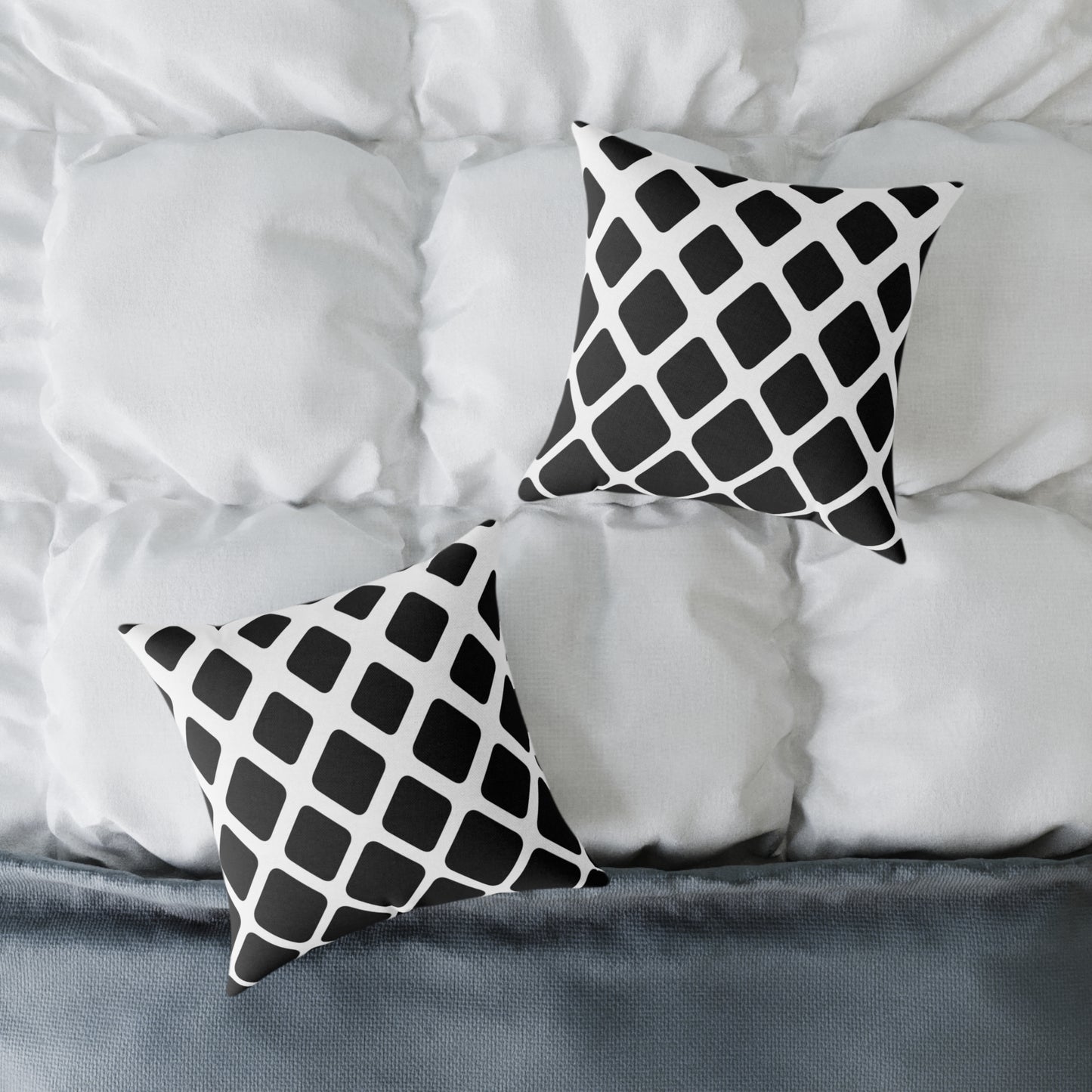 Geometric Black & White Throw Pillow — Modern Lattice Square Cushion