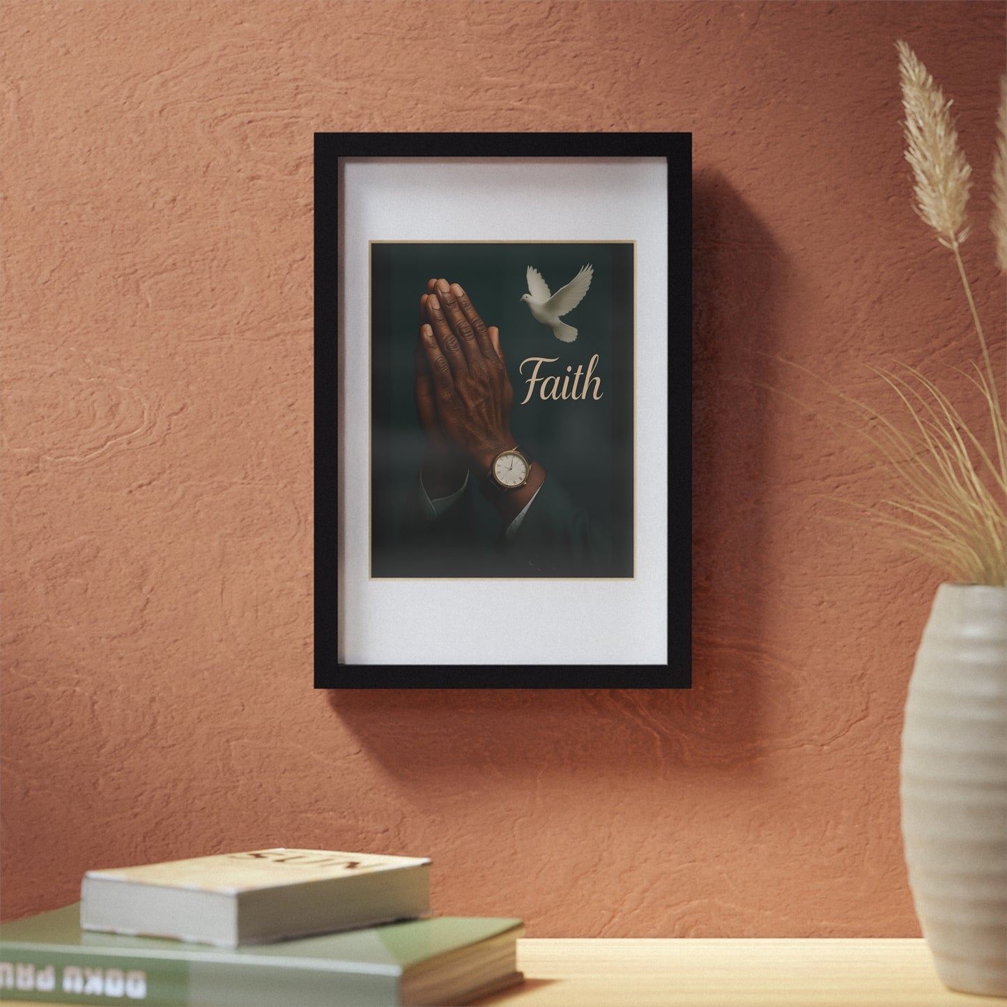 Man Faith Prayer Hands Framed Poster — Inspirational Christian Wall Art