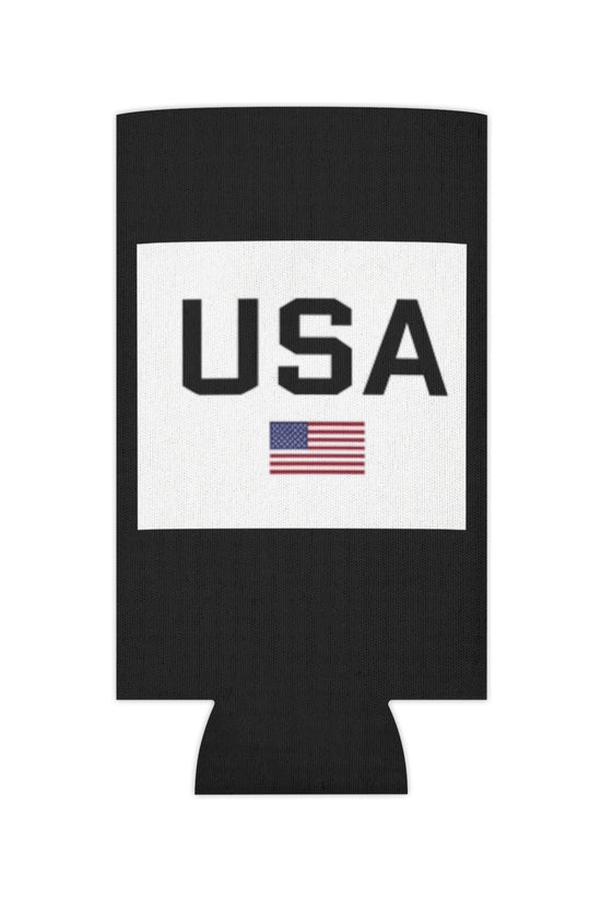 Patriotic USA Flag Can Cooler in Black
