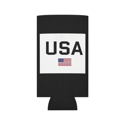 Patriotic USA Flag Can Cooler in Black