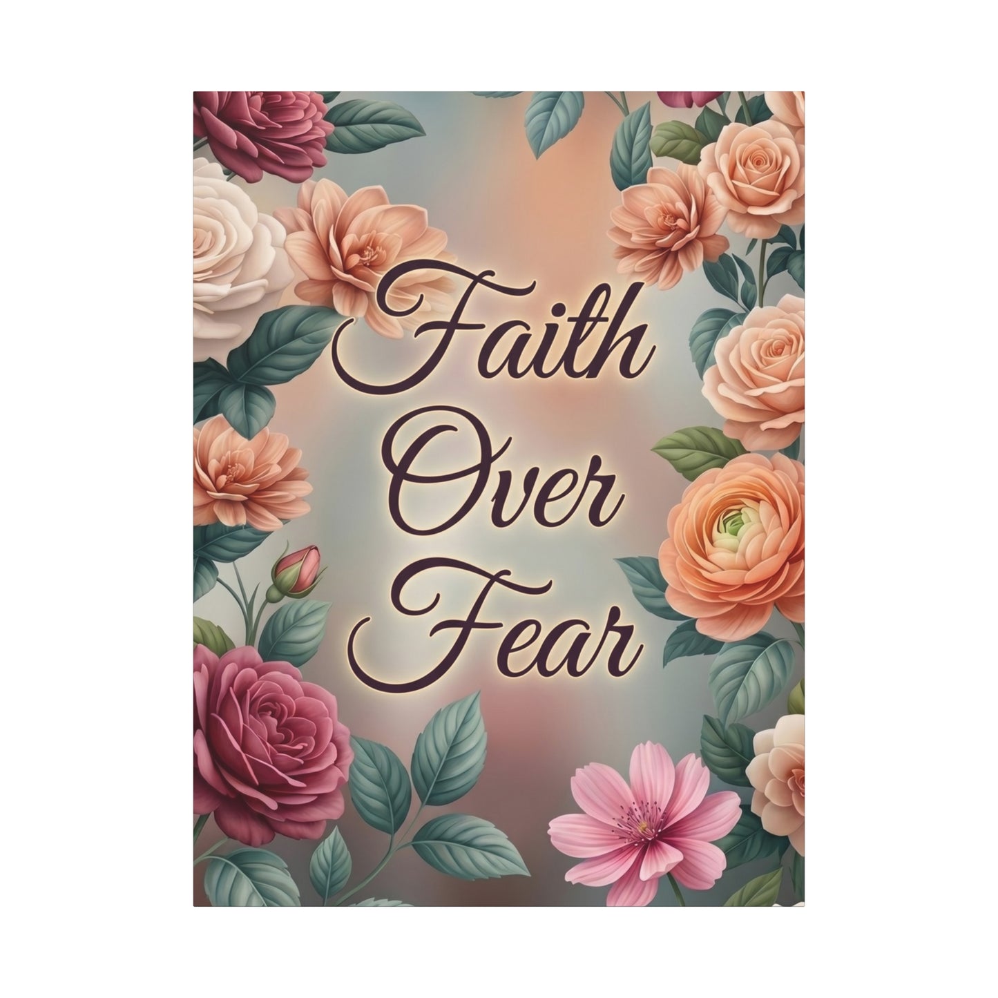 Faith Over Fear Floral Canvas Wall Art