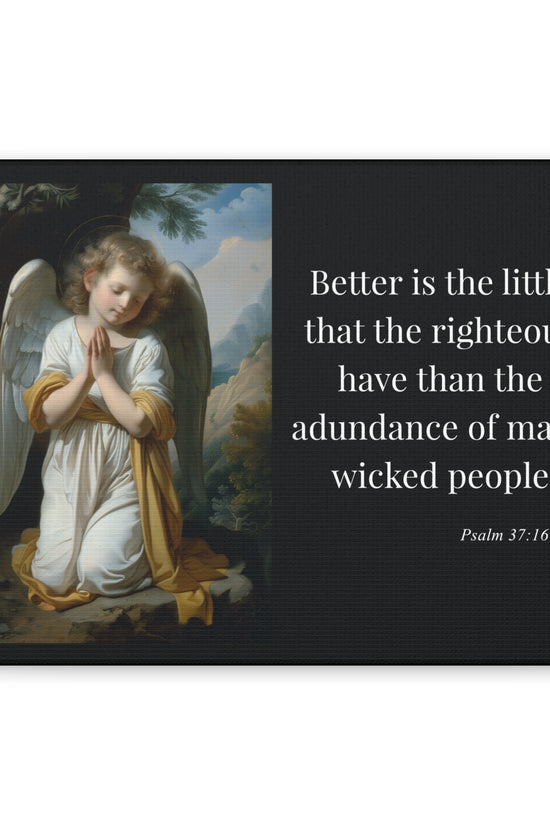 Psalm 37:16 Angel Prayer Matte Stretched Canvas (1.25") by Grace Canvas