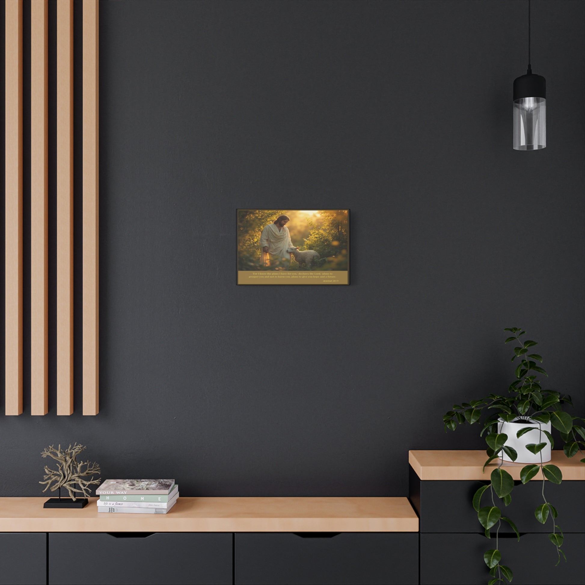 Jesus and the Lamb Jeremiah 29:11 Matte Canvas Print by Grace Canvas