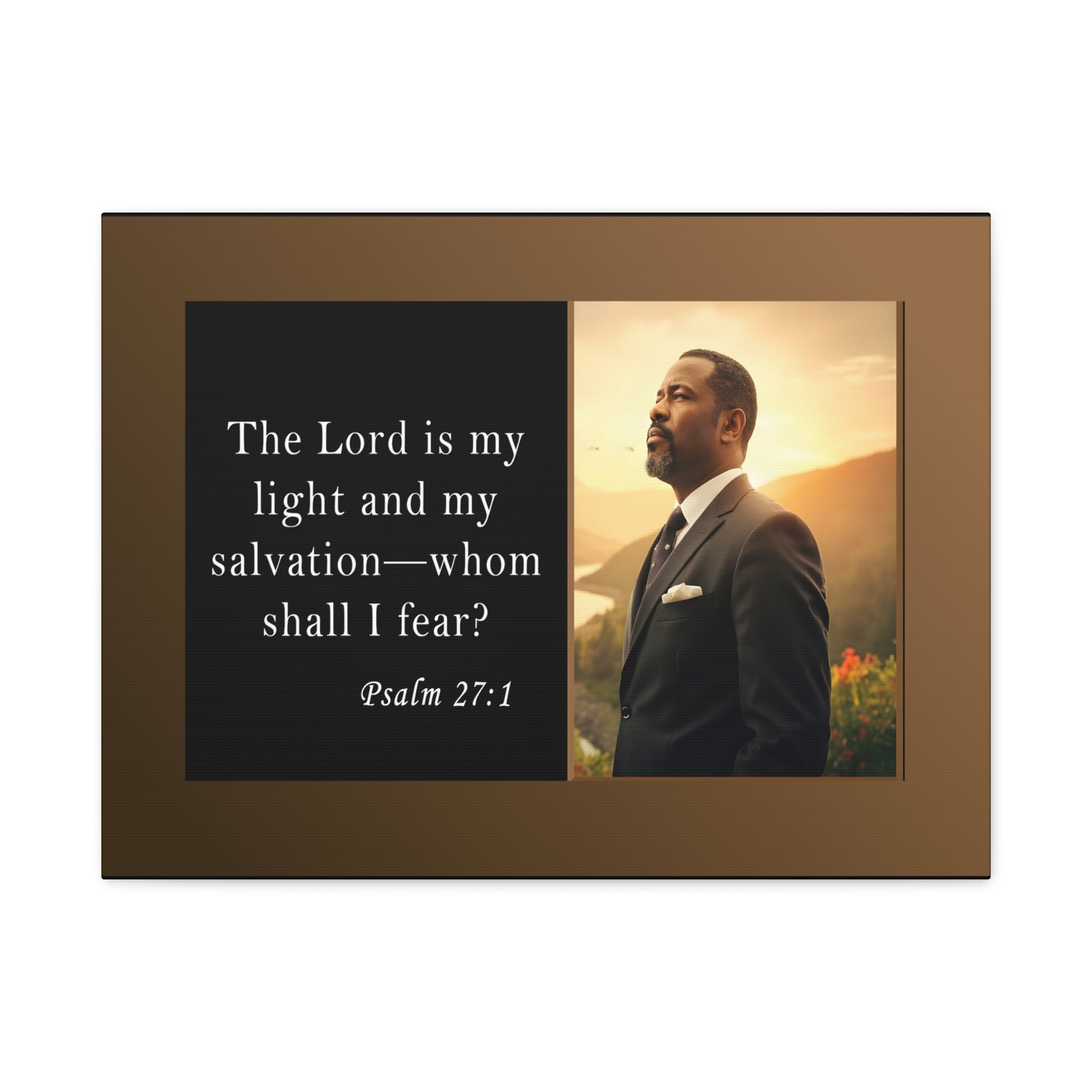 Psalm 27:1 Men's Inspirational Canvas Wall Print by Grace Canvas