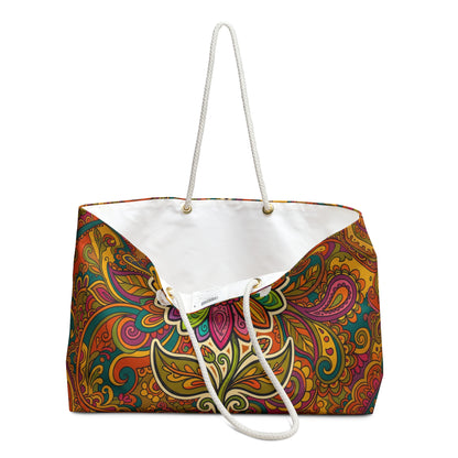 Boho Paisley Floral Weekender Bag – Colorful Retro Travel Tote