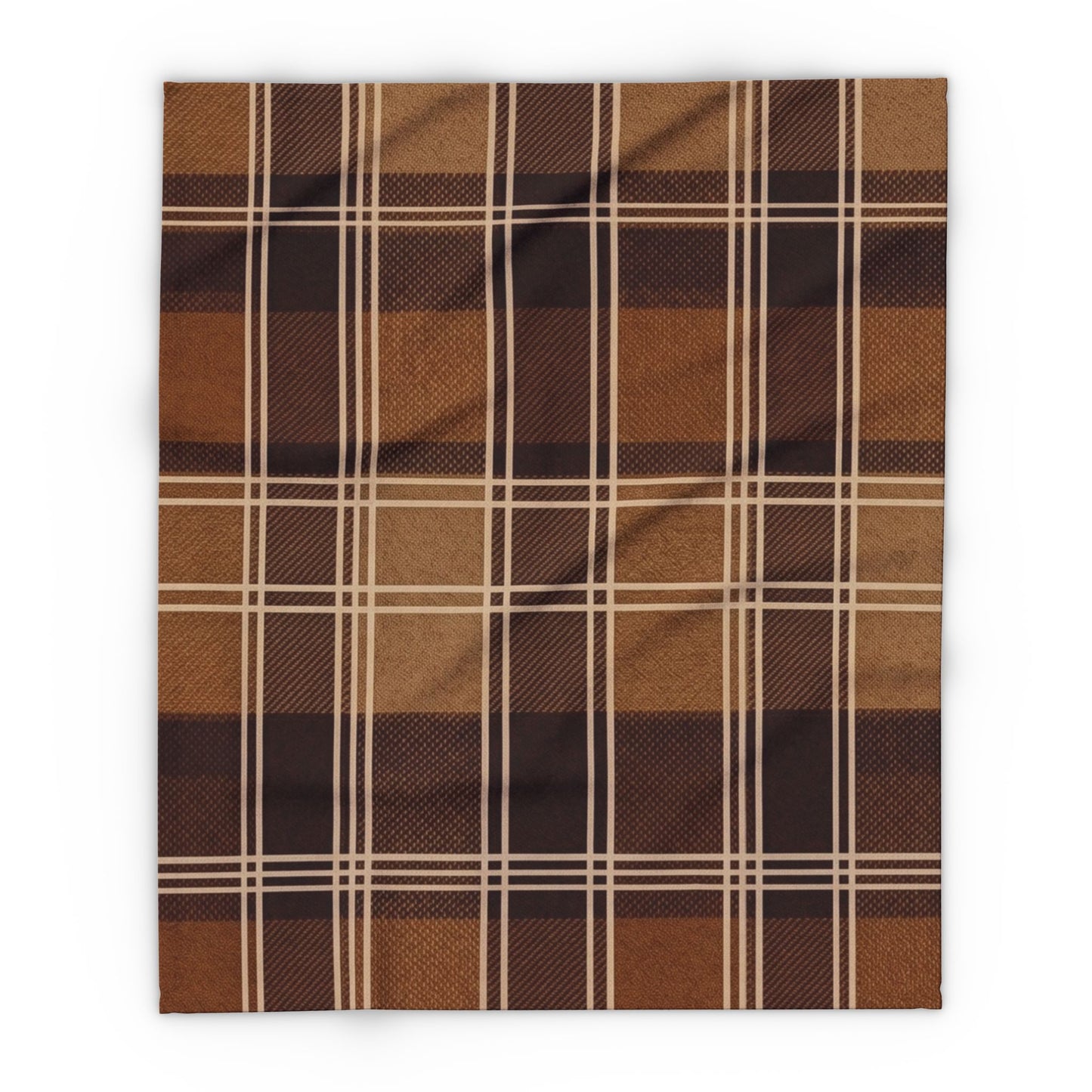 Brown Plaid Fleece Blanket – Cozy Rustic Throw for Cabin, Living Room, Gift