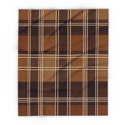 Brown Plaid Fleece Blanket – Cozy Rustic Throw for Cabin, Living Room, Gift