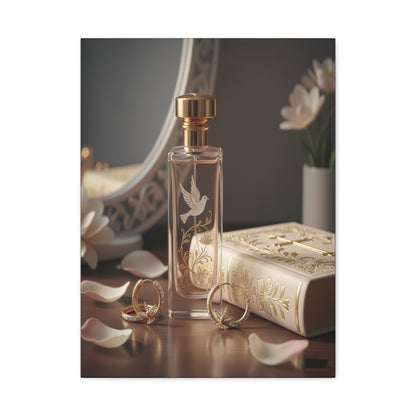 Vanity Perfume Bottle Canvas - Romantic Still Life Matte Wall Art by Grace Canvas Shop