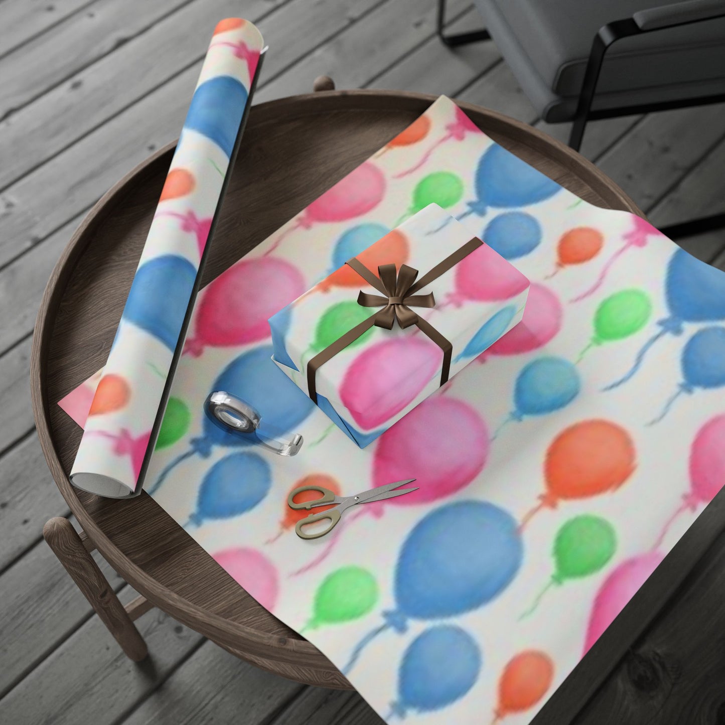 Birthday Balloon Wrapping Paper Roll — Colorful Party Gift Wrap