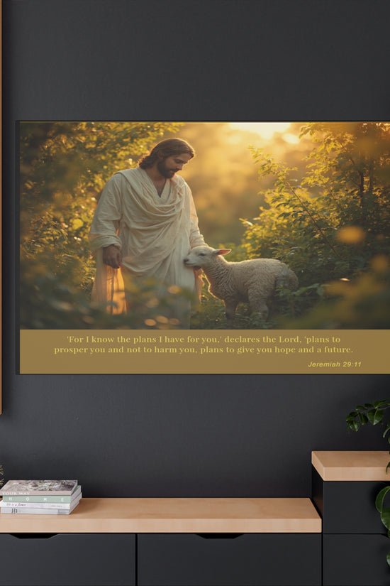 Jesus and the Lamb Jeremiah 29:11 Matte Canvas Print by Grace Canvas