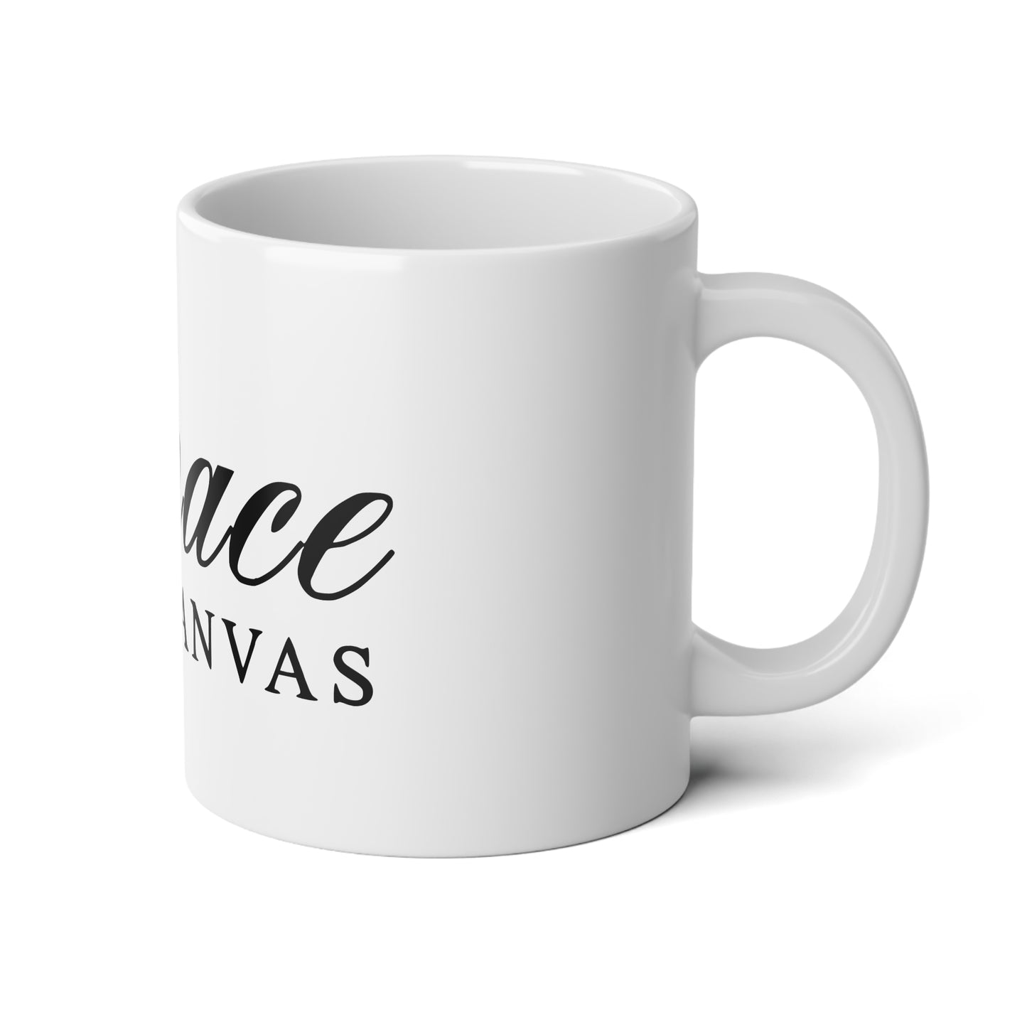 Grace Canvas 20oz Jumbo Coffee Mug — Elegant Script Logo Ceramic Travel-Ready Cup by Printify