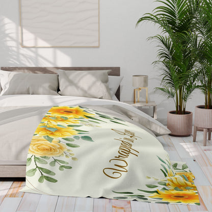 Wrapped in Love Floral Fleece Blanket — Sunflower Cozy Throw