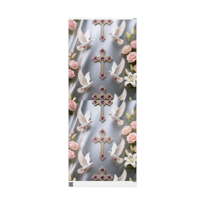 Floral Rose Pattern Wrapping Paper Roll — Elegant Botanical Gift Wrap