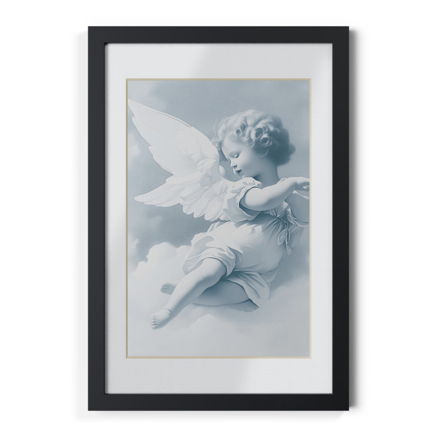 Cherub Angel Framed Poster — Black Frame Wall Art by Grace Canvas Shop