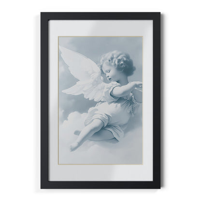 Cherub Angel Framed Poster — Black Frame Wall Art by Grace Canvas Shop
