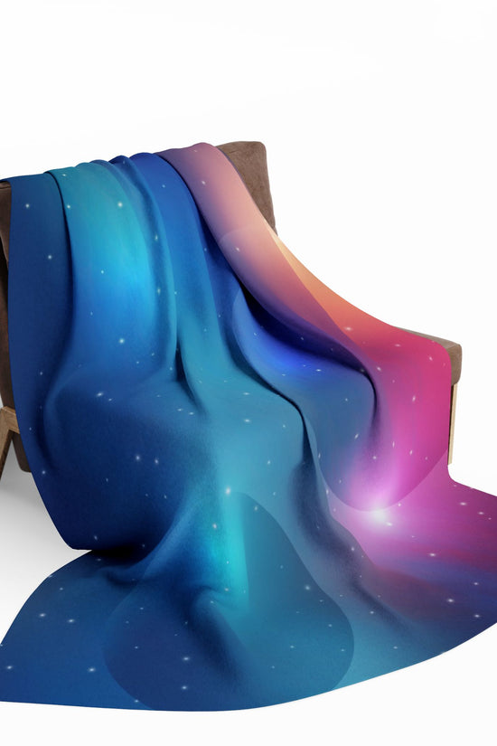 Aurora Galaxy Fleece Blanket — Colorful Northern Lights Throw by Grace Canvas Shop