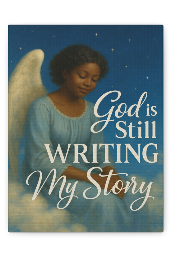 Still Writing My Story Inspirational Canvas Wall Print by Grace Canvas.shop