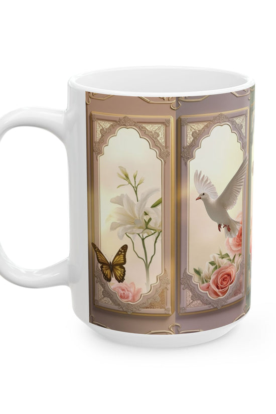 Church Windows Floral Cross Ceramic Mug by Grace Canvas.shop