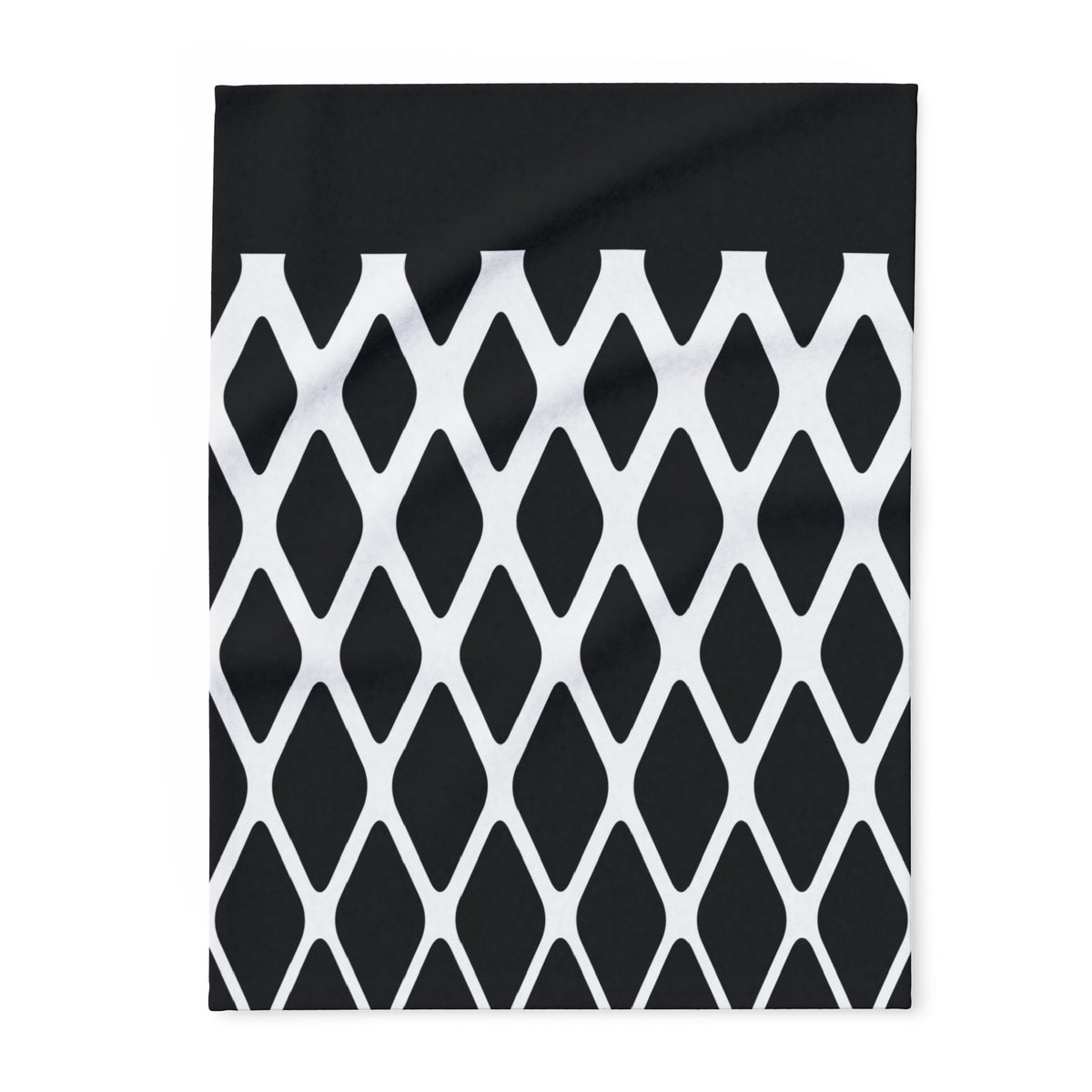 Arctic Fleece Blanket - Monochrome Geometric Diamond Pattern Cozy Throw