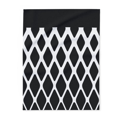 Arctic Fleece Blanket - Monochrome Geometric Diamond Pattern Cozy Throw