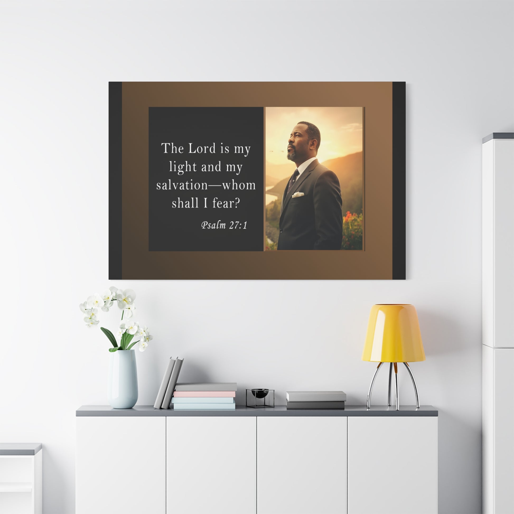 Psalm 27:1 Men's Inspirational Canvas Wall Print by Grace Canvas