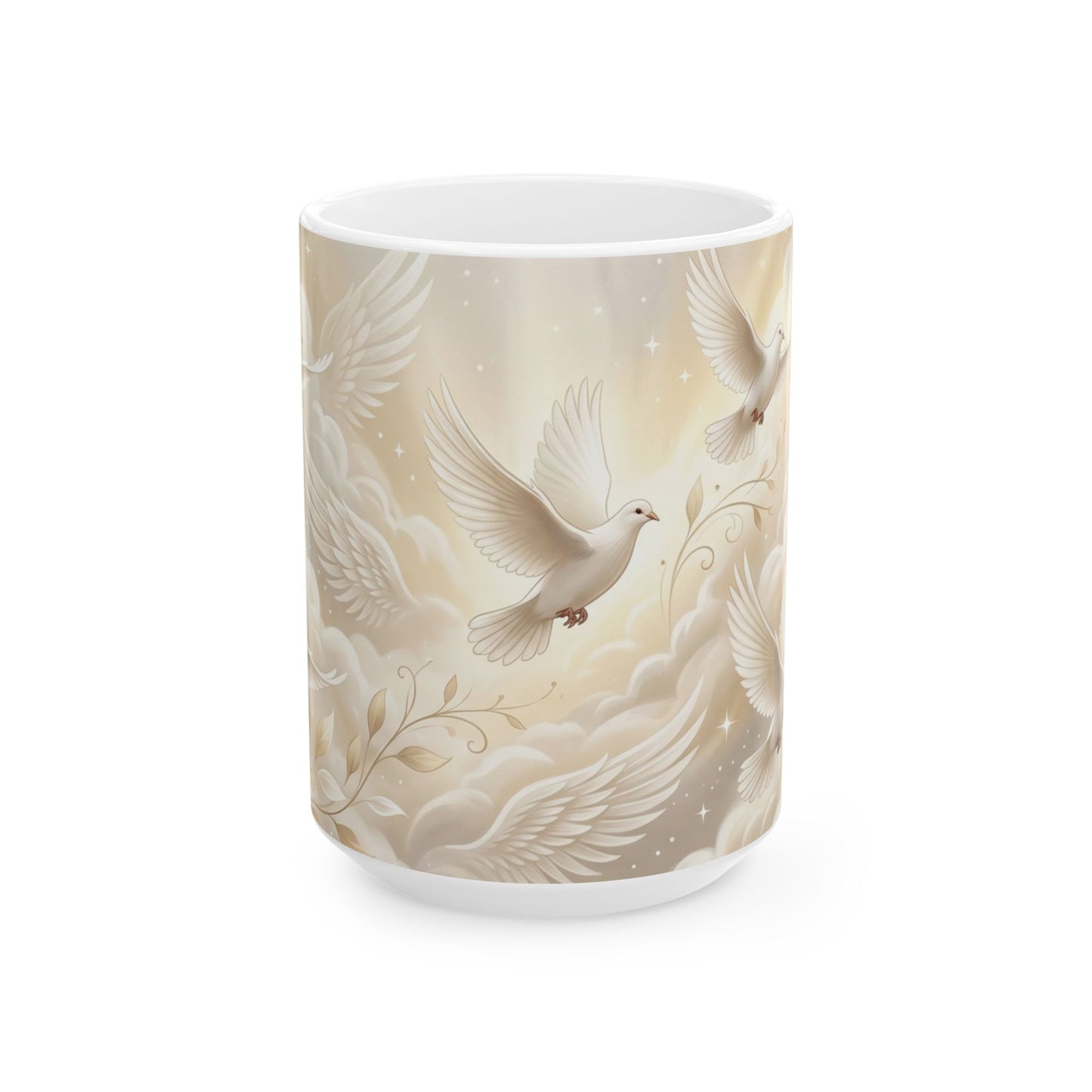 Doves White Ceramic Coffee Mug  (11oz & 15oz)