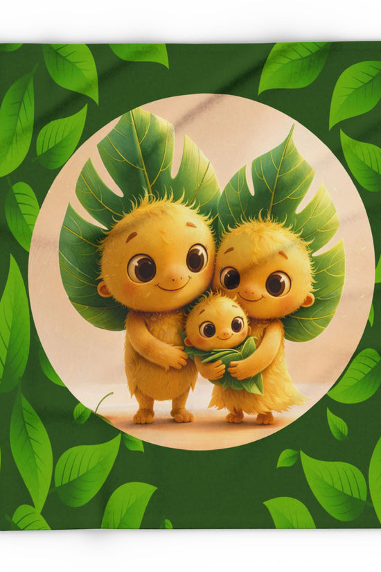 Cute Leaf Sprite Family Fleece Blanket — Cozy Green Nature Throw for Kids & Nursery by Grace Canvas Shop