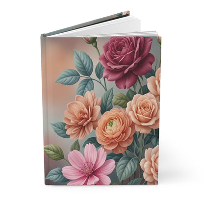 Floral Hardcover Journal — Vintage Roses Matte Notebook for Writing & Gifts