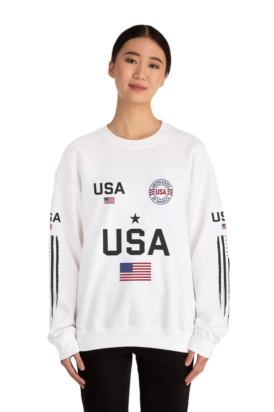 USA Flag Crewneck Sweatshirt — Patriotic American Graphic Pullover