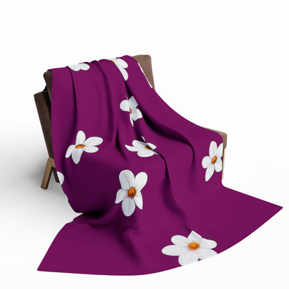 Plum Daisy Fleece Blanket – Cozy Floral Throw for Home & Gifts