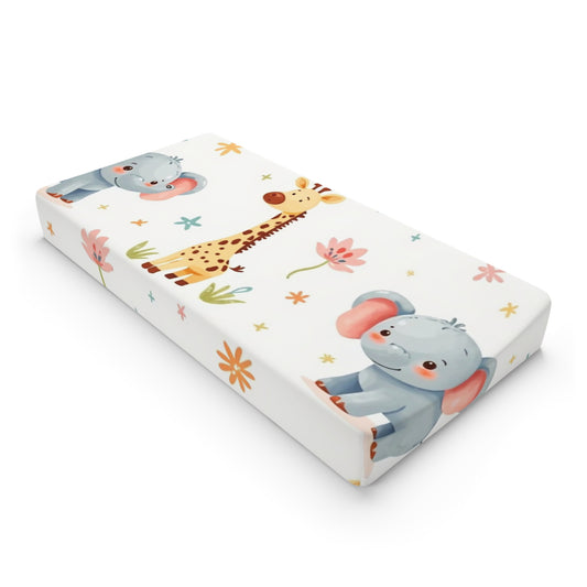 Cute Safari Elephants & GiraffeBaby Changing Pad Cover