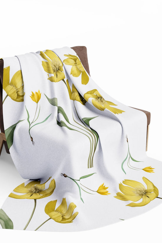 Yellow Watercolor Tulip Throw by Printify