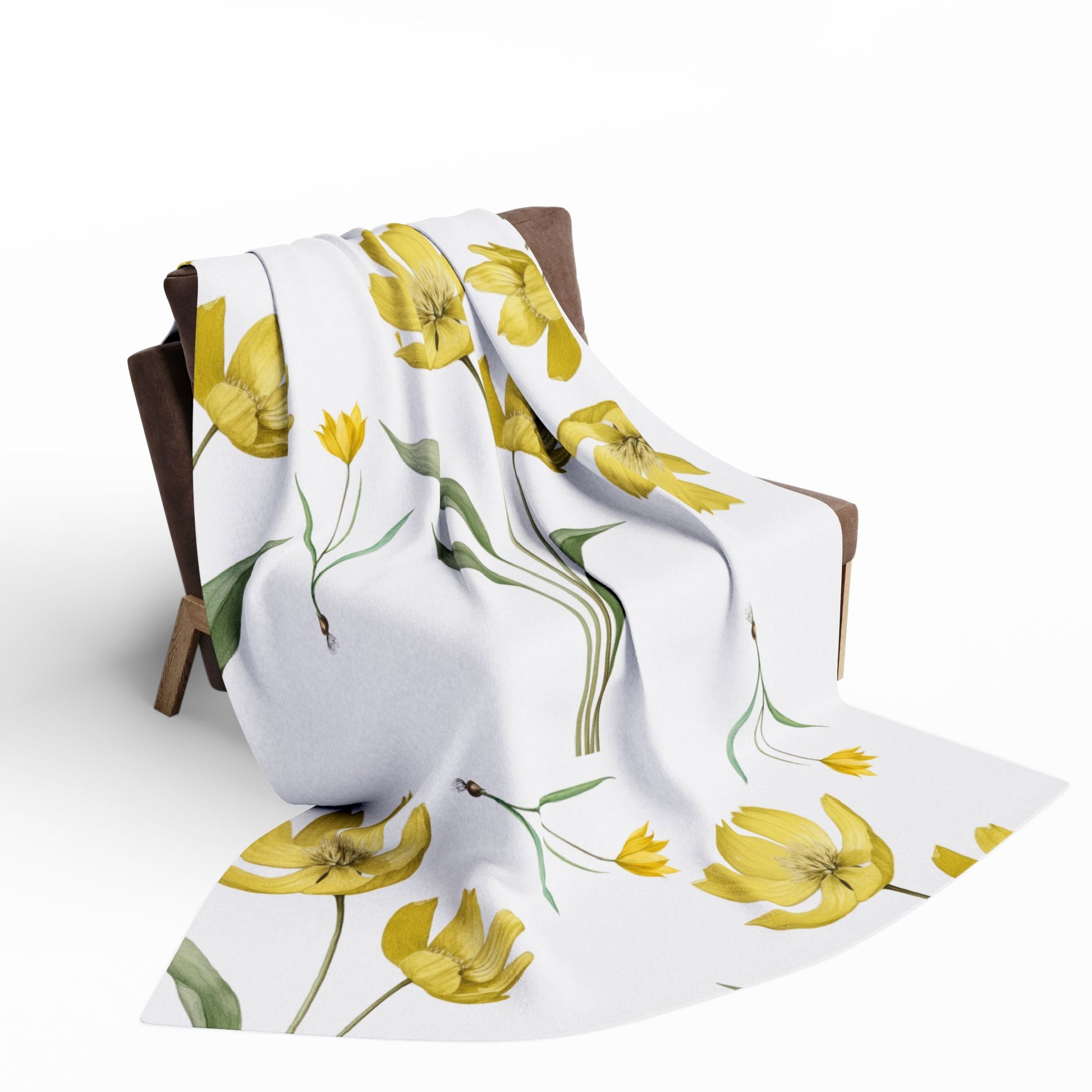 Yellow Watercolor Tulip Throw by Printify